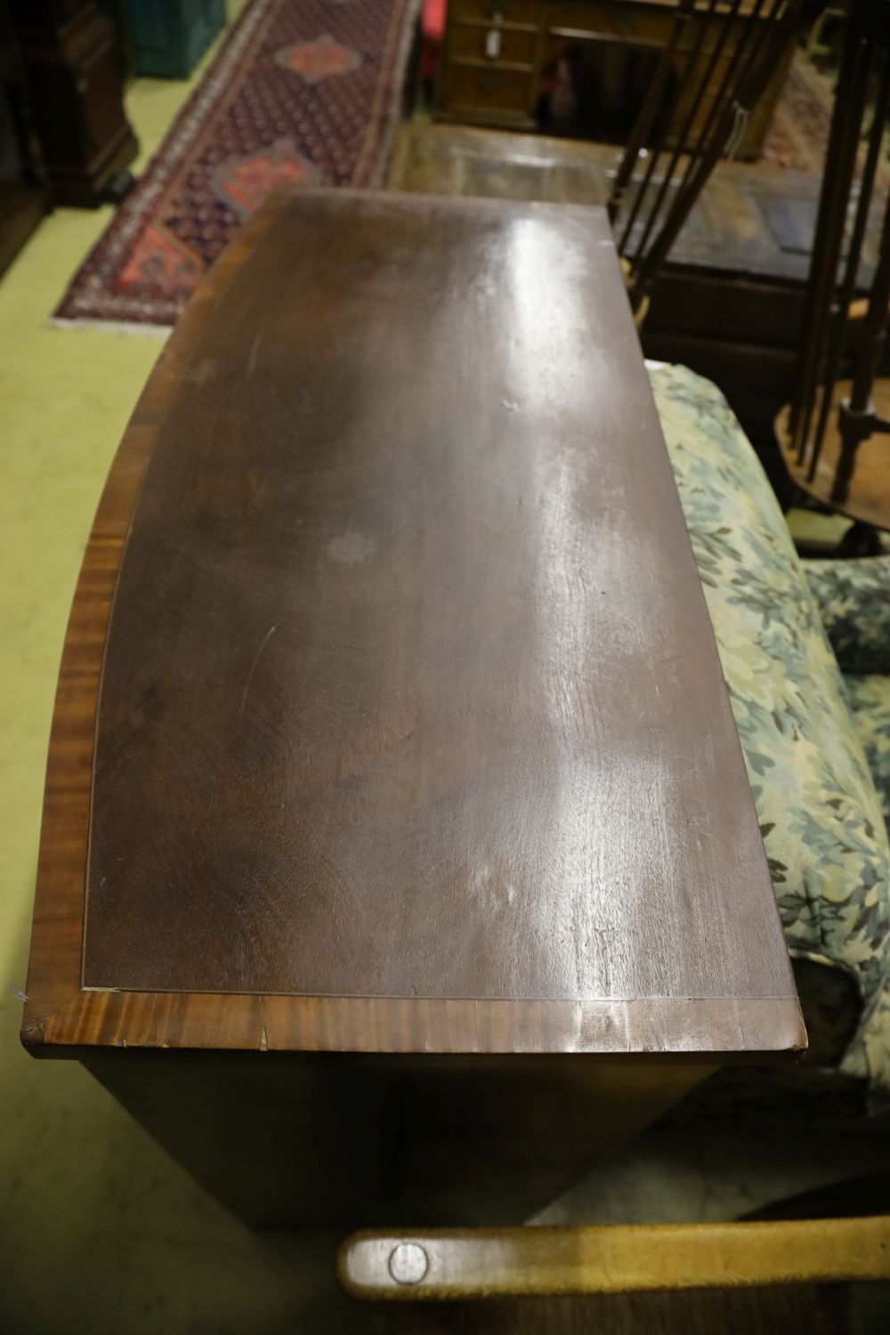 A 19th century mahogany bow fronted chest of drawers, width 100, depth 47cm, height 102cm